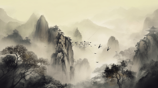 中国风古典山水意境背景