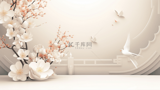 白色中国风古典简约背景