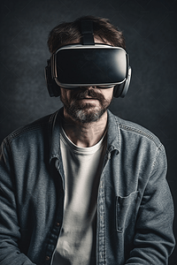 VR设备科技男人使用VR眼镜6