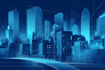 未来城市城市大气背景图片_创意科技城市光线大气背景