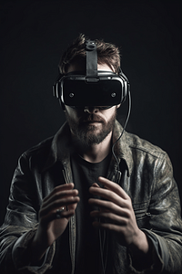 VR设备科技男人使用VR眼镜5