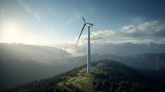 新能源清洁能源风力发电摄影图
