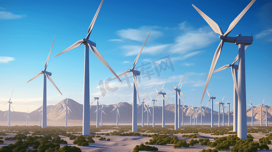 新能源清洁能源风力发电摄影图