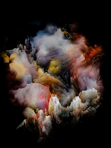 在艺术、创造力和设计的主题的黑色背景隔绝的颜色的云彩。