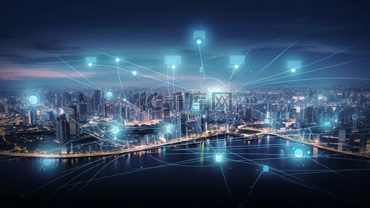科技城市数据流网络连接背景