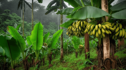 剥开的香蕉摄影照片_香蕉树高清摄影图