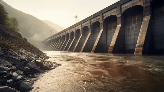 水力发电大坝摄影图