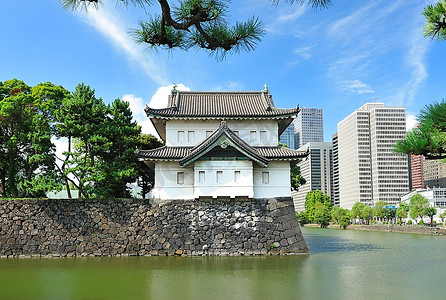 城市日本摄影照片_日本东京的皇宫和城市天际线