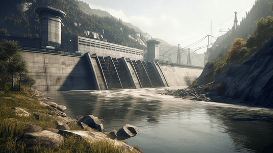 水力发电大坝摄影图