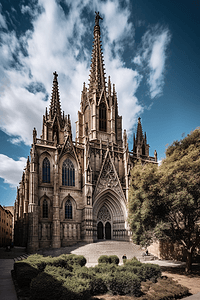 西班牙巴塞罗那大教堂摄影