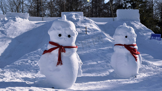 冬日雪人雪景