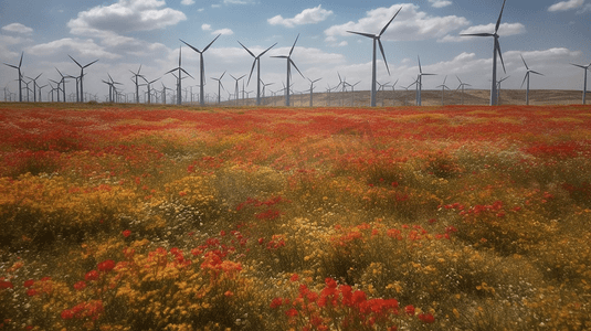 中国内蒙古灰腾锡勒草原上的风电场