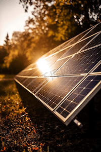 新能源清洁能源光伏板太阳能发电摄影图