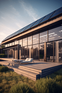 光伏屋顶摄影照片_新能源清洁能源光伏板太阳能屋顶发电摄影图