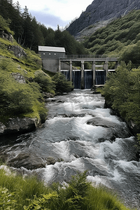 环保电力摄影照片_氢能水电站摄影图