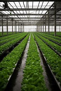 温室里种植没有土壤的蔬菜