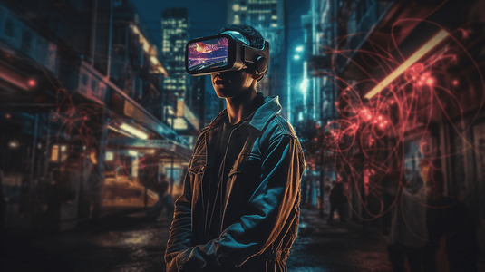 虚拟现实体验摄影照片_VR智能穿戴设备