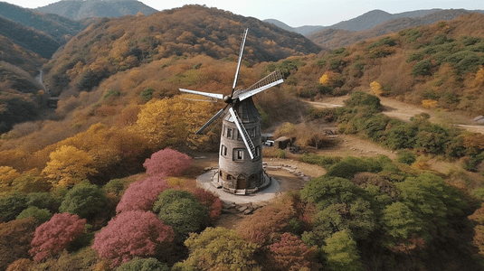 河源山风车起高清摄影