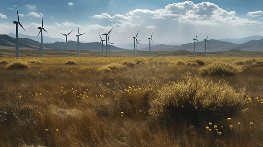 中国内蒙古灰腾锡勒草原上的风电场