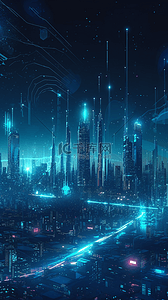 科幻城市背景图片_太空科技数字科幻城市背景