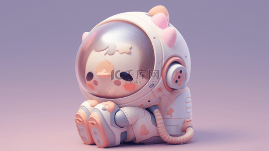 六一背景图片_可爱的宇航员3D粉彩粘土