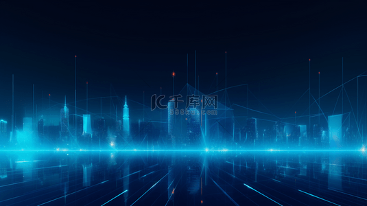 科技背景图片_城市科技线条蓝色背景