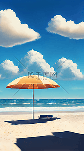 超广角背景图片_夏日海滩阳光海浪蓝天白云