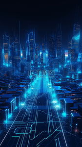 主角光环背景图片_科技光环蓝色数字城市背景