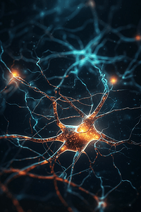 神经元细胞发光连接结突触和神经元细胞发送电子化学信号
