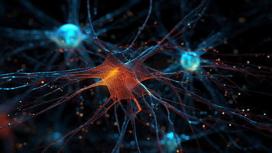 节点曲别针摄影照片_神经网络中神经元信号的神经网络对大脑神经元神经节点神经信号的近距离三维渲染