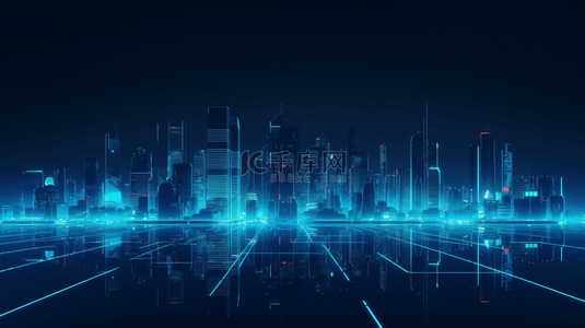 蓝色科技城市科技背景