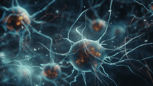 突触和神经元细胞在大脑中传递电信号和化学信号
