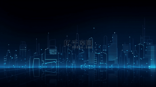 城市背景图片_蓝色科技城市科技背景