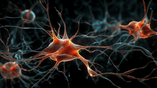 细胞医疗摄影照片_3D孤立背景下的神经元细胞