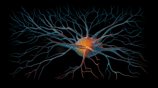 3D神经细胞微距矢量扁平图