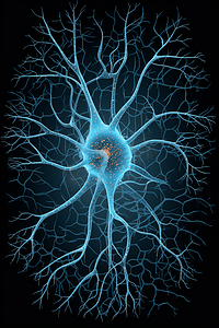 3D神经细胞微距矢量扁平图