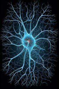 矢量图桌面摄影照片_3D神经细胞微距矢量扁平图