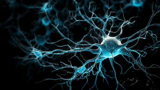 3D大脑中的神经元深蓝色
