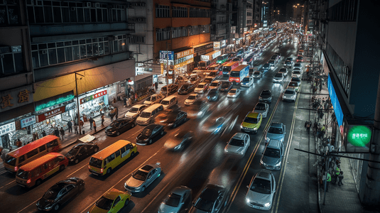 香港夜间的交通状况