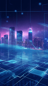 科幻城市科技背景图片_城市发展与科技人工智能数字科幻背景