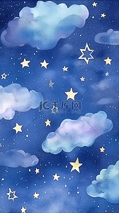 手绘星空插画背景图片_卡通手绘水彩星空背景