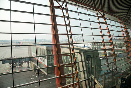 廊桥图片摄影照片_北京首都机场