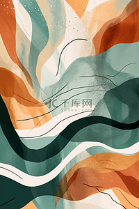 日式和风手绘抽象几何图案插画背景