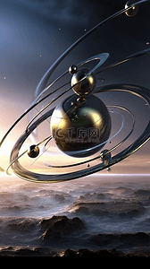 行星艺术背景图片_行星和螺旋的动态艺术