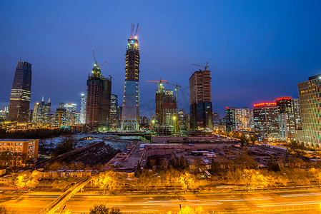 夜景北京cbd摄影照片_北京CBD建筑