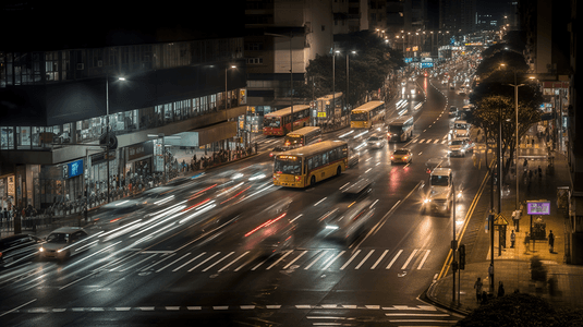 香港赛马摄影照片_香港夜间的交通状况