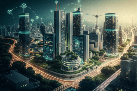 科幻城市科技背景图片_科技城市