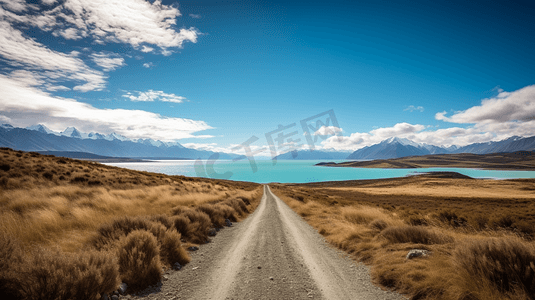 沿着普卡基湖前往新西兰南岛库克山的公路
