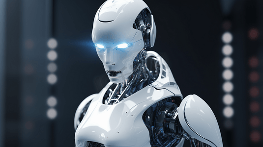 科技题材的人工智能机器人3d渲染