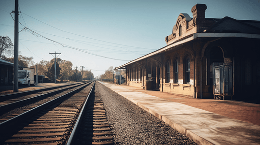 南方小城的火车车站与火车
